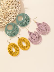 3 pares/set Pendientes largos con abertura - vistoso - Ver 2