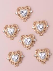 10入組diy花形鑲鑽扣帶材料,附有中空花邊和心形水晶,鋅合金珠寶配件