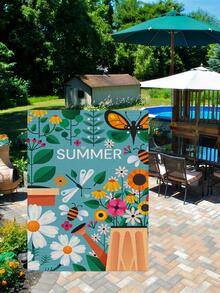 1入組花卉圖案和蝴蝶樣式旗