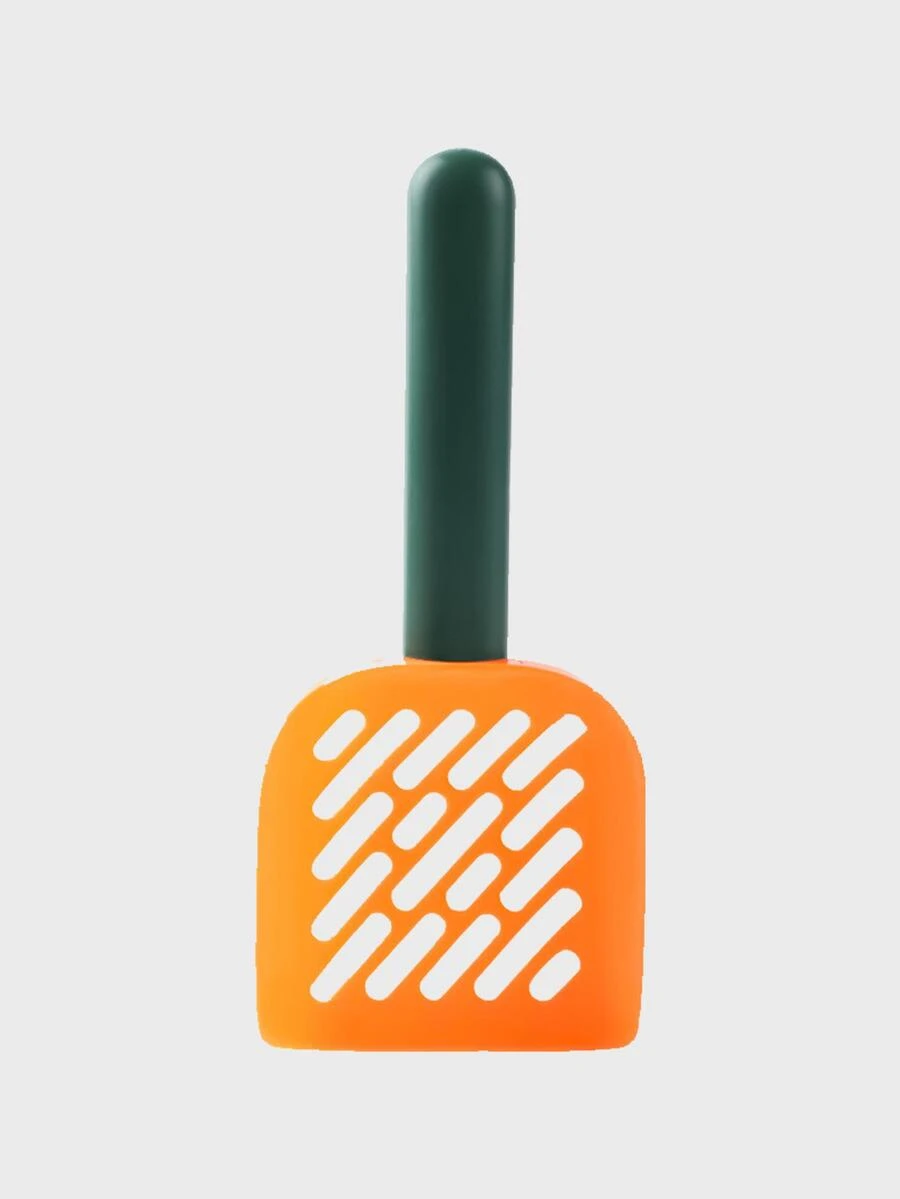 1pc Two Tone Hollow Out Cat Litter Shovel - Orange - View 1