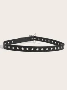 星星和孔眼装饰带扣腰带街头万圣节 - 黑色 - 查看 4