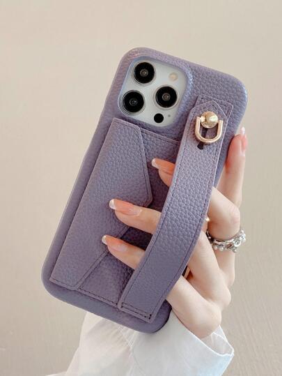 1pc Textured PU Leather Wallet Case With Wrist Strap, Compatible With Apple 16, 16e, 15, 14 Plus, 13, 12, 11 Pro Max, Pixel 4 XL, Galaxy S25, S24, S23, S22 Plus, Note 20 Ultra, S21 FE, A52, A53, A54, A56, A03, A03S, A12, A13, A14, A21, A21S, A22, A23, A24, A32, A34, A42, A71, A72, A81, A16, A25, A36, A73 5G, 11, 12, 12X, 14, Redmi Note 13 Pro, Edge 30, Xperia 10 IV, Multifunctional Shockproof Protective Case With Kickstand