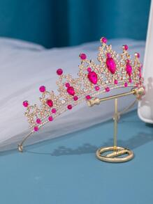 1入歐美風新娘頭飾，鑲嵌水晶鑽點綴婚禮禮服和拍照使用