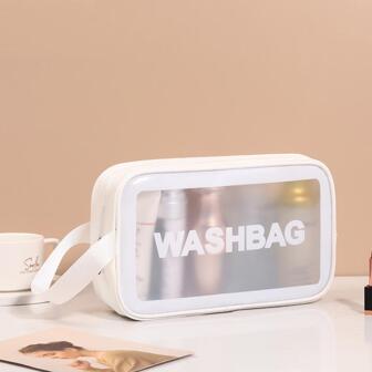 1 件 PVC 半透明哑光化妆包和盥洗包，女士便携式收纳袋