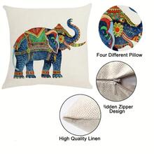 4pcs Elephant Print Cushion Cover Without Filler - Beige - View 6