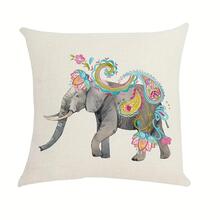 4pcs Elephant Print Cushion Cover Without Filler - Beige - View 9