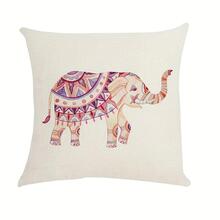 4pcs Elephant Print Cushion Cover Without Filler - Beige - View 7