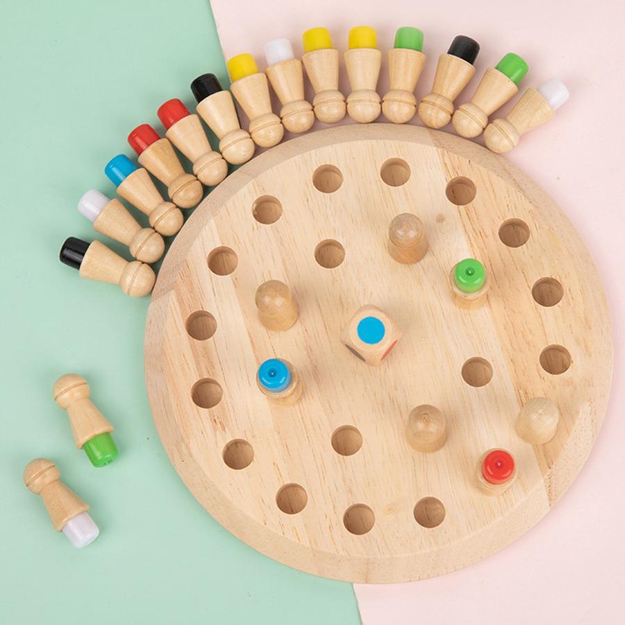 1套兒童木頭圓形拼圖 - 彩色 - 查看 1