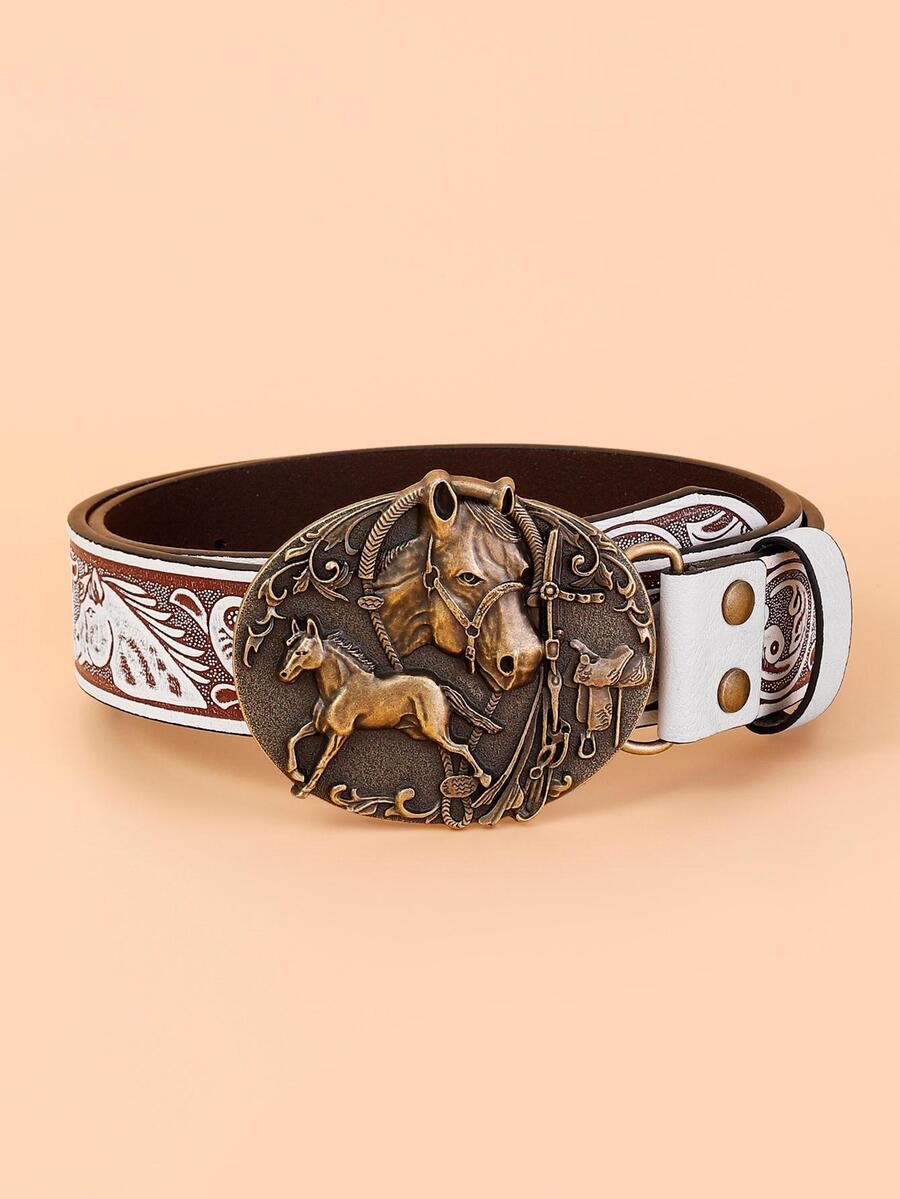 Horse Decor Belt - White - View 1