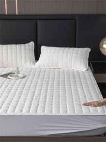 1pc Solid Color Stitching Simple Bed Mattress Protective Cover For Bedroom - Multicolor - View 3