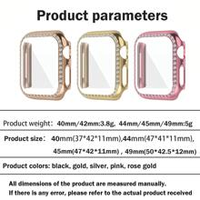 Nam Nữ Vàng Quyến Rũ Trang Trí Kim Cương Giả Vỏ Đồng Hồ TPU 38Mm/40Mm/42Mm/44Mm, Tương Thích Với Đồng Hồ Apple SE/8/7/6/5/4/3/2/1 - Hoa hồng vàng - Xem 6