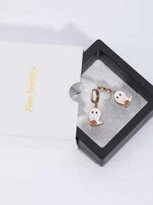 1 đôi bông tai hình quả bí ngô ma tráng men đồng - Vàng - Xem 1