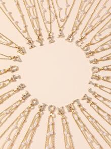 2 chiếc/Bộ Dây chuyền nữ nhiều lớp tinh tế có chữ cái viết tắt Dây chuyền ngọc trai giả Thiết kế mặt dây chuyền chữ - Nhiều màu - Xem 2