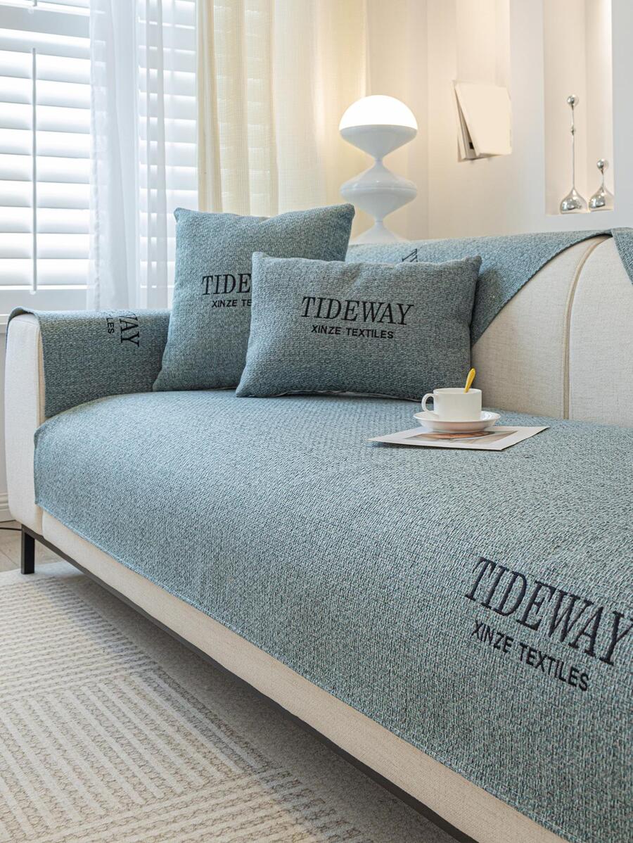 Simple Style Pet Dog & Cat Sofa Cover With Anti-slip Design, Furniture Protector For Living Room, Washable, Suitable For Single/double/three-seat Sofa, All Seasons, Green - Green - View 1