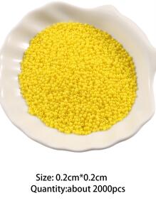 2毫米2000顆/批糖果奶油色圓形種子散珠，適用於手工珠寶製作的DIY手鍊項鍊耳環配件 - 黃色 - 查看 2