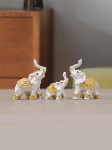 3入組迷你歐式大象形狀家居裝飾擺件 - 彩色 - 查看 6