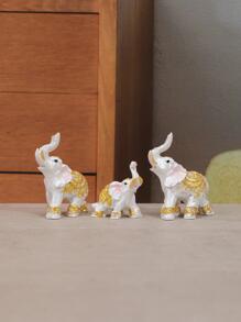 3入組迷你歐式大象形狀家居裝飾擺件 - 彩色 - 查看 8