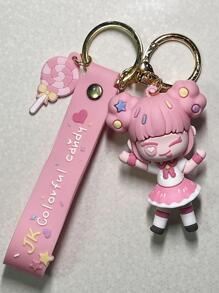 1Pc Màu Hồng Đuôi Ngựa Hình Cô Gái Móc Khóa Với Tinh Tế Hình Xe Ô Tô Móc Khóa Và Ba Lô Mặt Dây Chuyền, phụ Kiện Dễ Thương Cho Bé Gái - Hồng - Xem 1