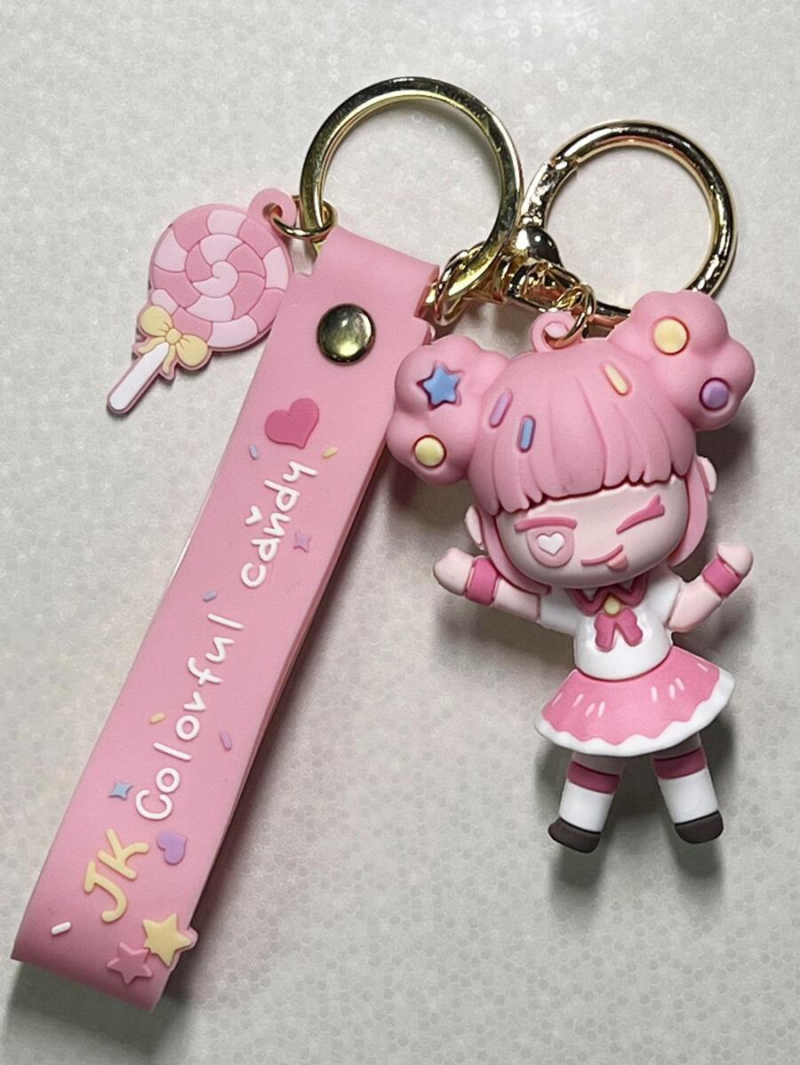 1Pc Màu Hồng Đuôi Ngựa Hình Cô Gái Móc Khóa Với Tinh Tế Hình Xe Ô Tô Móc Khóa Và Ba Lô Mặt Dây Chuyền, phụ Kiện Dễ Thương Cho Bé Gái - Hồng - Xem 1