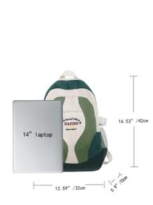 2024 春夏新款背包，大容量旅行背包，校园休闲时尚拼色简约背包学院包爸爸书包学校多功能书籍学校用品度假男士包背包旅行必备大包新生活用品学生男士必备学校背包大学书包 - 綠色 - 查看 2