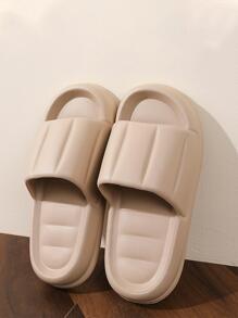 Men's Khaki Simple Casual Slippers - Khaki - View 2