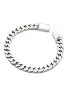 1入組嘻哈極簡純銀手鏈適合女士男士日常裝飾 - 復古銀色 - 查看 5