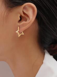 1pair High-end Pentagram Design Ear Cuff Earrings - Yellow Gold - View 4
