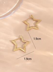 1pair High-end Pentagram Design Ear Cuff Earrings - Yellow Gold - View 5