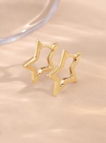 1pair High-end Pentagram Design Ear Cuff Earrings - Yellow Gold - View 2