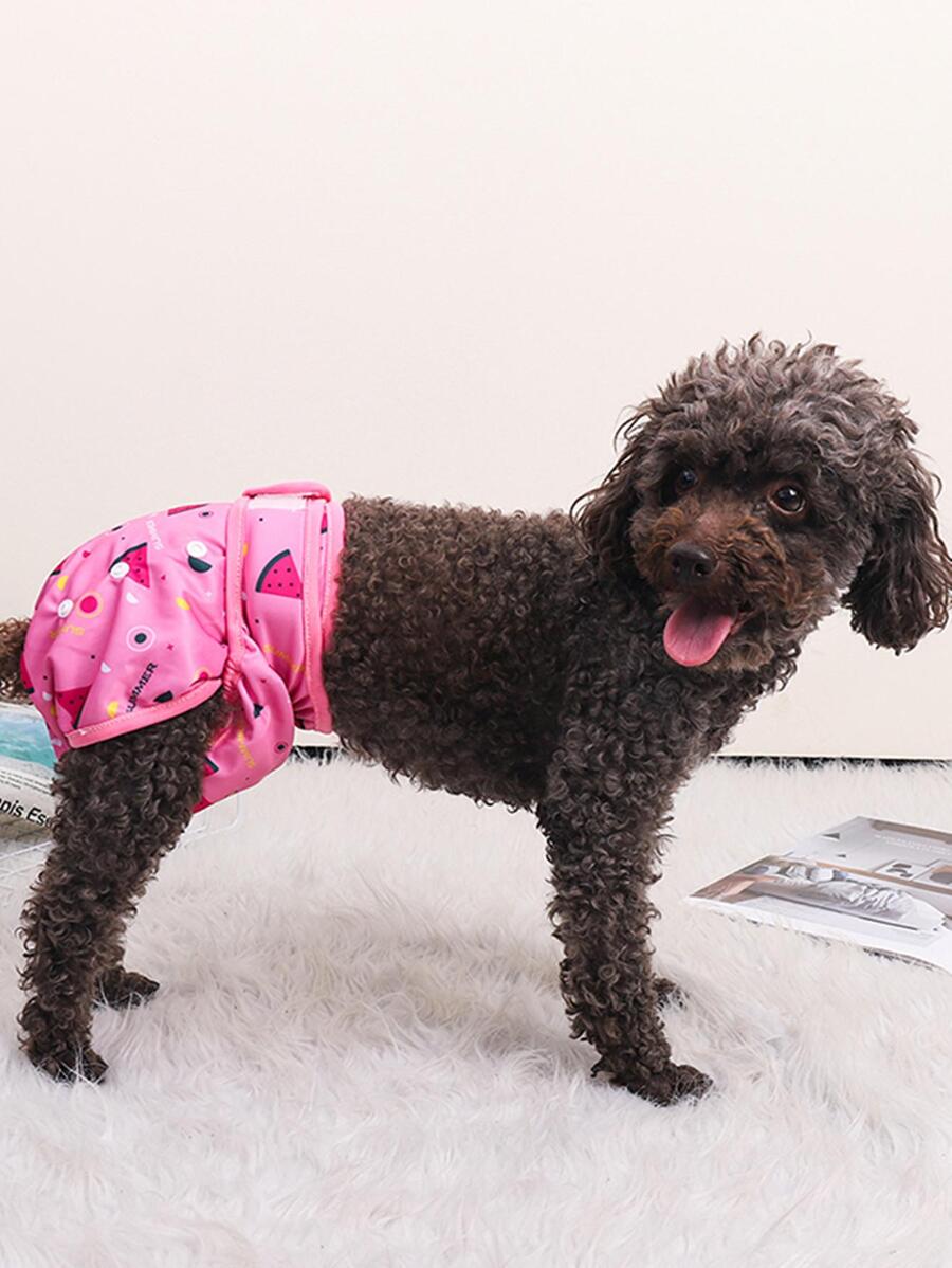 寵物生理褲帶鈕扣閉合,合適的適用於絨毛&貴賓犬 - 粉色 - 查看 1