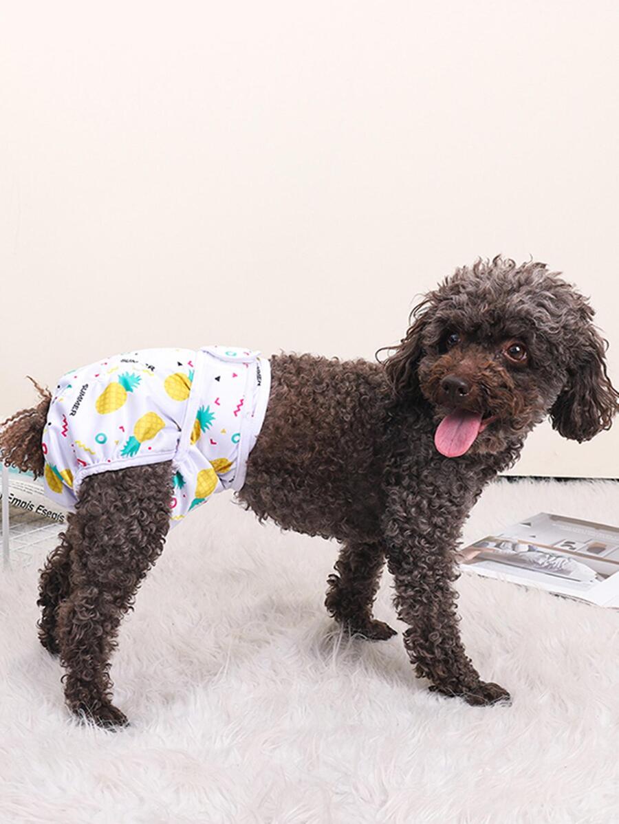 狗狗生理褲帶鈕扣閉合適用於絨毛和貴賓犬女性小狗 - 米色 - 查看 1