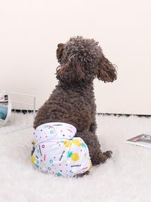 狗狗生理褲帶鈕扣閉合適用於絨毛和貴賓犬女性小狗 - 米色 - 查看 3