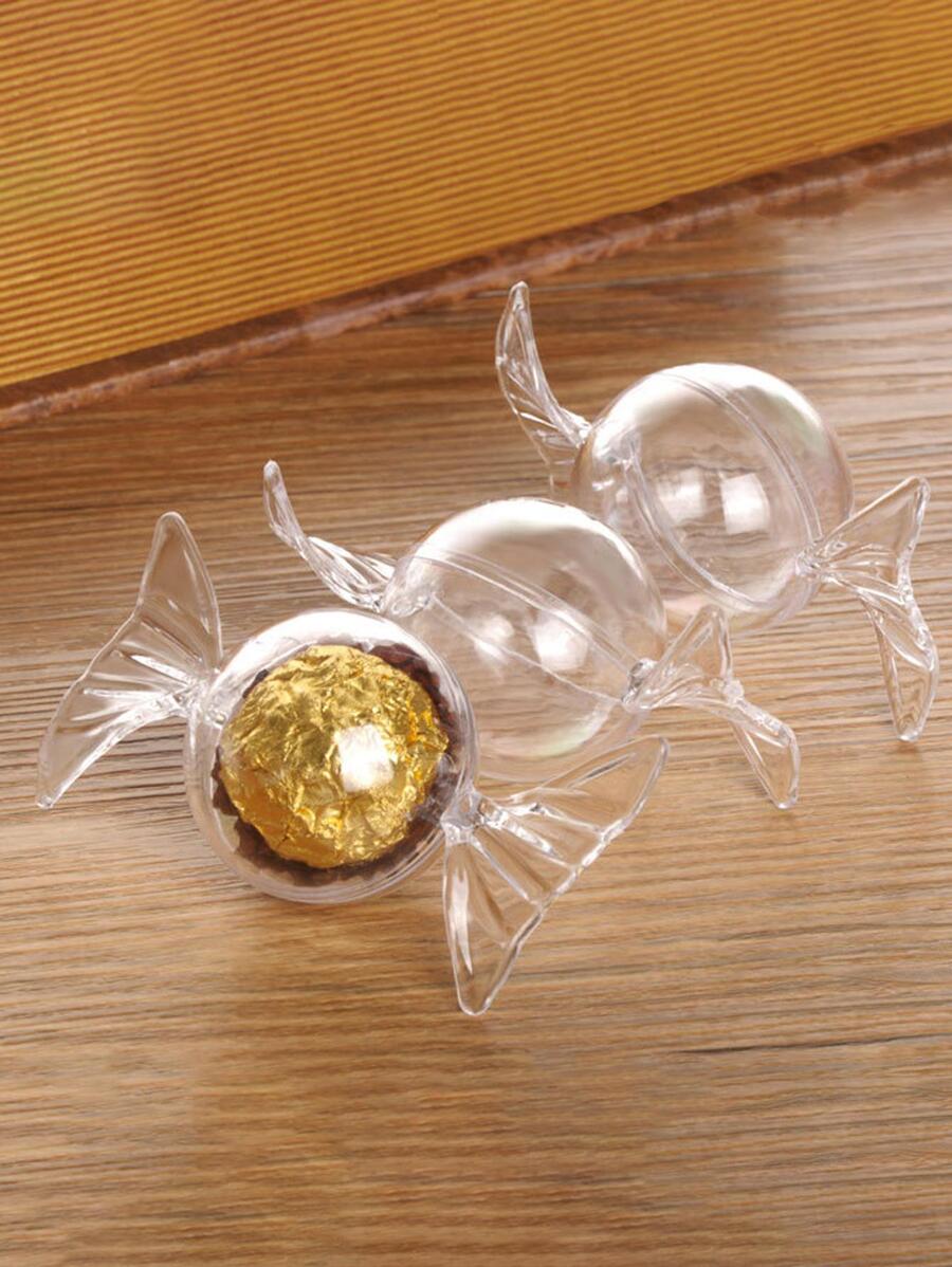 5pcs Clear Candy Wrapping Box, Back To School Valentine Day - Clear - View 1