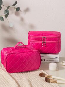 便携式化妆包，1 件双层聚酰胺热粉色多功能旅行化妆品收纳袋防水大容量化妆包，化妆包化妆袋护肤包洗漱包收纳袋，旅行必需品邮轮必需品宿舍必需品，婚礼伴娘礼物，妈妈礼物，生日礼物，送给朋友和老师的礼物，家居装饰，浴室客厅卧室装饰，浴室收纳袋，珠宝收纳袋，唇油收纳袋，指甲油收纳袋 - 玫紅色 - 查看 7