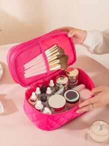 便携式化妆包，1 件双层聚酰胺热粉色多功能旅行化妆品收纳袋防水大容量化妆包，化妆包化妆袋护肤包洗漱包收纳袋，旅行必需品邮轮必需品宿舍必需品，婚礼伴娘礼物，妈妈礼物，生日礼物，送给朋友和老师的礼物，家居装饰，浴室客厅卧室装饰，浴室收纳袋，珠宝收纳袋，唇油收纳袋，指甲油收纳袋 - 玫紅色 - 查看 3