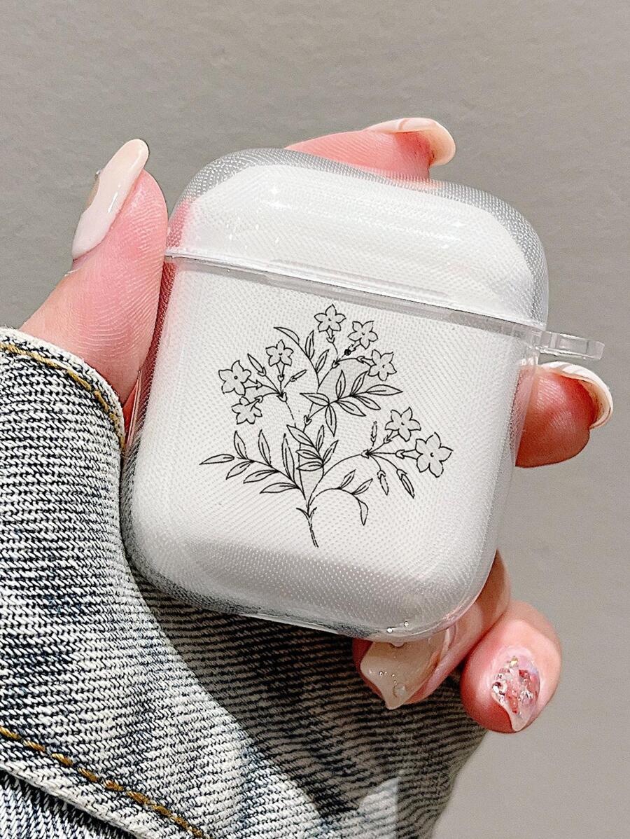 Ốp lưng trong suốt họa tiết hoa tương thích với Airpods - Nhiều màu - Xem 1