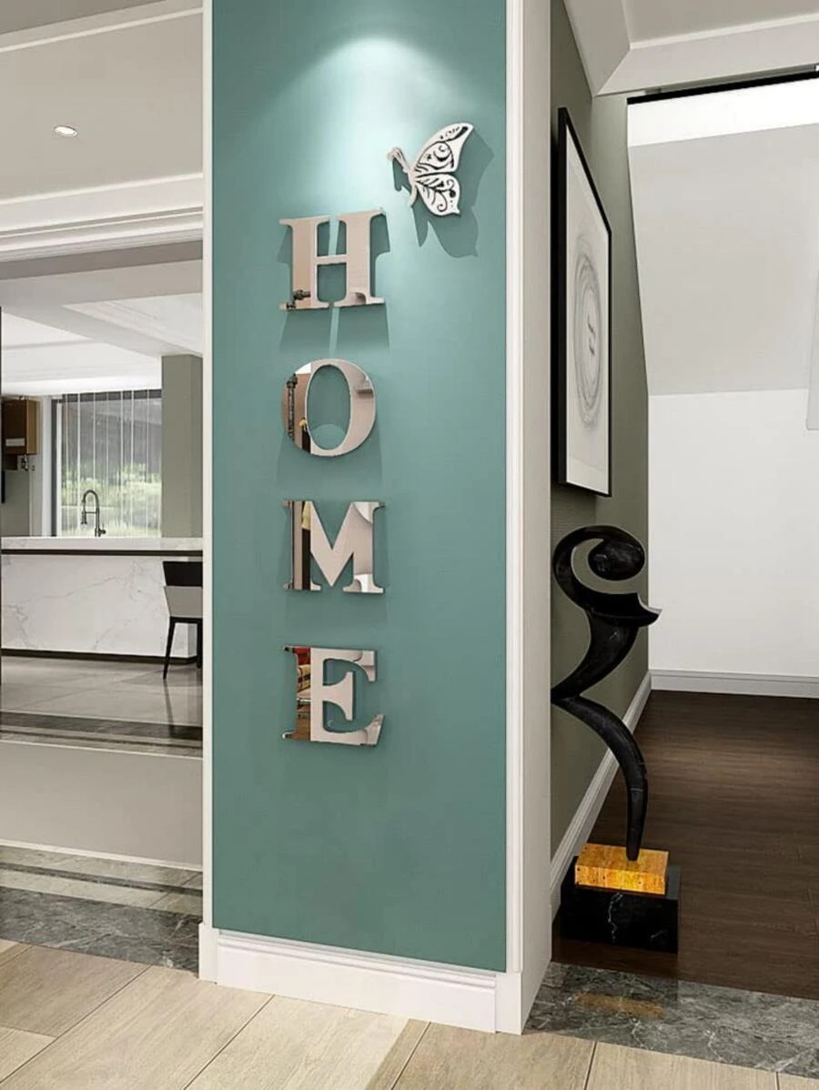 5pcs Acrylic Mirror Wall Sticker For Home Wall Decoration, Including Alphabet Sign, Butterfly (Random) Best Gifts