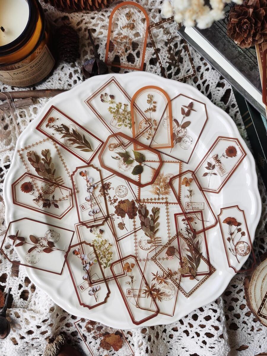 1入組30入組透明寵物植物&花貼紙帶郵票裝飾標籤適用於DIY - 彩色 - 查看 1