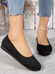 Women's Breathable Soft Comfortable Work Shoes With Rubber Sole For Spring/summer - Black - View 4