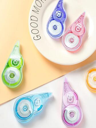 6pcs Mixed Color Correction Tape, Portable Mini Correction Tape For School Student Back To School