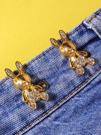 卡通兔子設計腰帶鈕扣別針適用於服裝和長褲,尺寸調節器