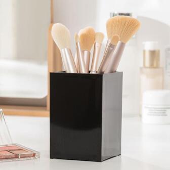 Makeup Tool Storage Box,1Pc Black Plastic Makeup Brush Storage Bucket Makeup Brush Holder,Room,Home,Bedroom,Bathroom,House,Pink Room,Living Room Decor,Travel Stuff,Gift Bag,Gifts For Mom,Dad,Men,Friends,Teacher,Birthday,Wedding,Desk,Shelves,Accessories,Gift Boxes,Funny Gift,Storage,Makeup Brush Holder
