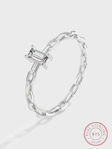 925純銀極簡扭結戒指適合女士,有創意設計銀戒指,禮品適用於朋友們,純銀首飾類 - 白色 - 查看 1