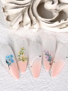 1 件装 5D 彩色树叶指甲贴花银色浮雕亚克力贴纸适用于女士女孩美甲美甲装饰 - 彩色 - 查看 4