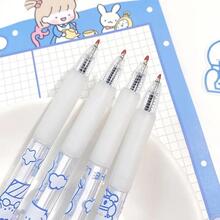 6 chiếc Bút Gel họa tiết gấu dễ thương với bút trung tính đầu 0,5mm - Xanh và trắng - Xem 4