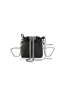 迷你時尚斜挎包 - 黑色 - 查看 2