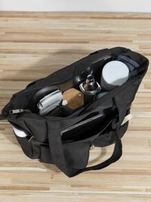 Bolso de tela grande con múltiples bolsillos, bolso de hombro de unicolor con múltiples bolsillos, bolso perfecto para ir al trabajo, la escuela, con gran capacidad, portátil, para adolescentes chicas, bolso escolar grande con múltiples compartimientos, perfecto para la playa, la escuela, el trabajo y el uso diario, bolso escolar literario para adolescentes, bolso para libros para mujeres o estudiantes, perfecto para libros, compras, regreso a la escuela y talla grande