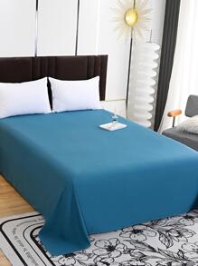 1 tấm ga trải giường giặt bằng nước thân thiện với da màu trơn hoặc vỏ chăn - Màu xanh Cadet - Xem 1