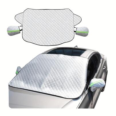 1 Pièce Couverture De Neige De Pare-brise De Voiture Avec Couverture De Miroir Latéral, Protection De Gel D'hiver De 4 Couches Pour Tout Temps, Couverture De Pare-brise Sans Bord Magnétique