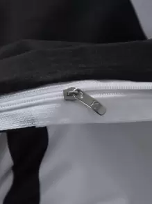 黑色和白色條紋圖案被套&枕套套裝,3入組(棉被) - 黑與白 - 查看 7